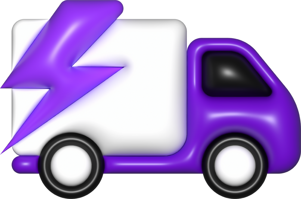 purple delivery car van 3d, fast icon, free shipping